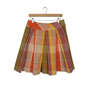 Isaac Mizrahi For Target Women's Pleated A-Line Knee Length Plaid Skirt Size 6